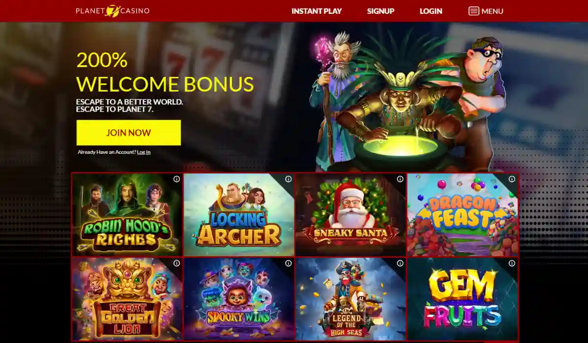 Planet 7 Casino Homepage